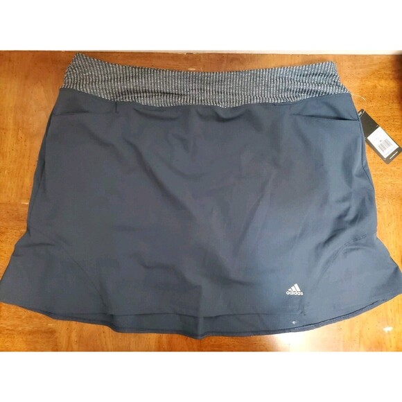 ADIDAS‎ Navy Blue Golf Skort Flare Flex Waist Stretch Pockets Black Size XL NWT - Picture 1 of 8